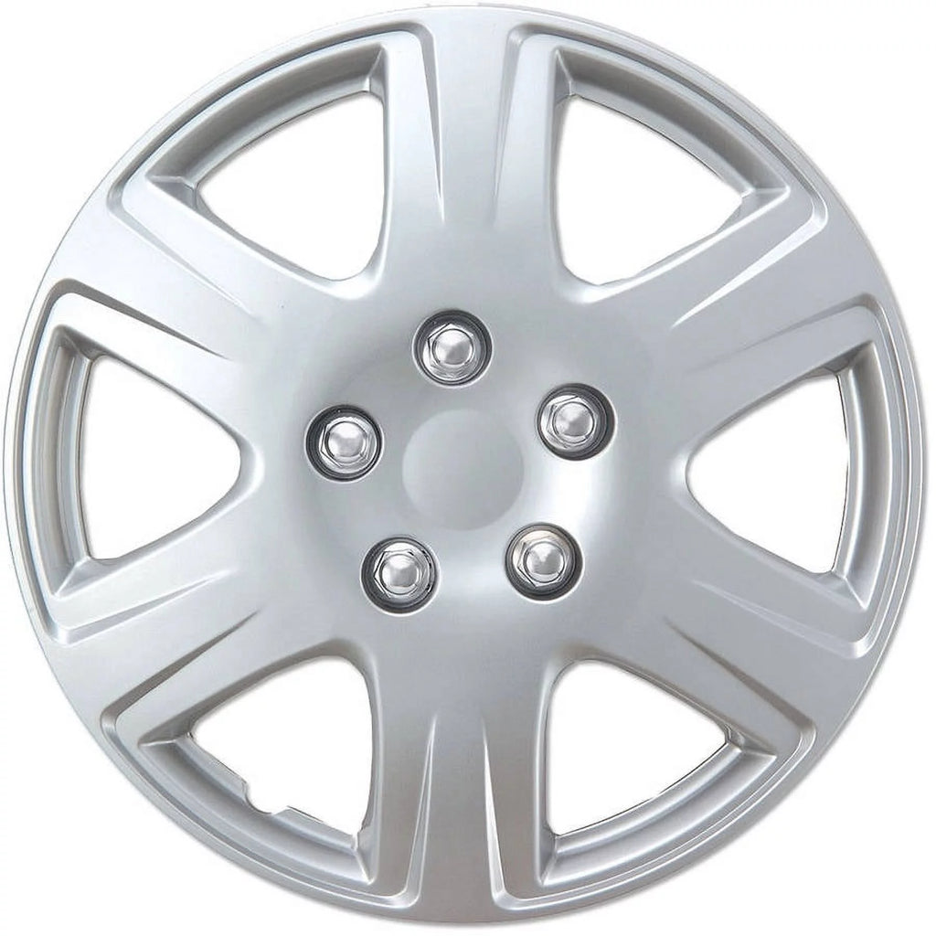 Silver 15" 4 Pieces ABS Plastic Hubcaps B5907