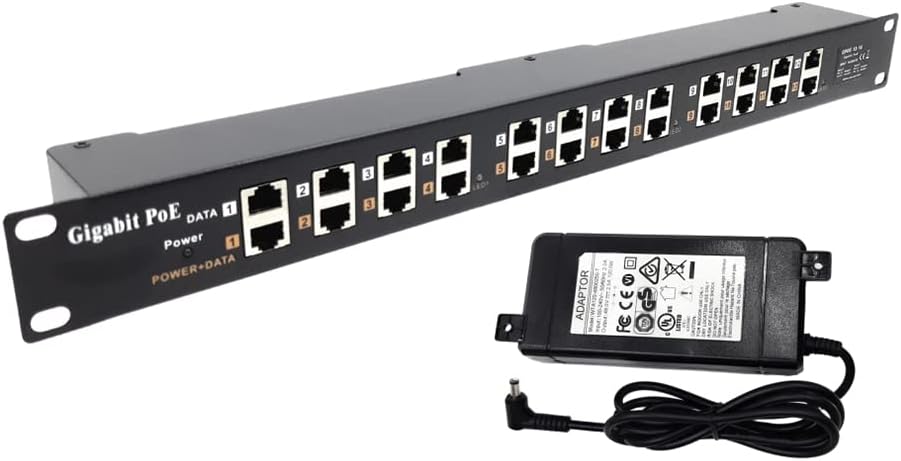 12 Port Gigabit Passive PoE Injector with 24V Power Supply O1827