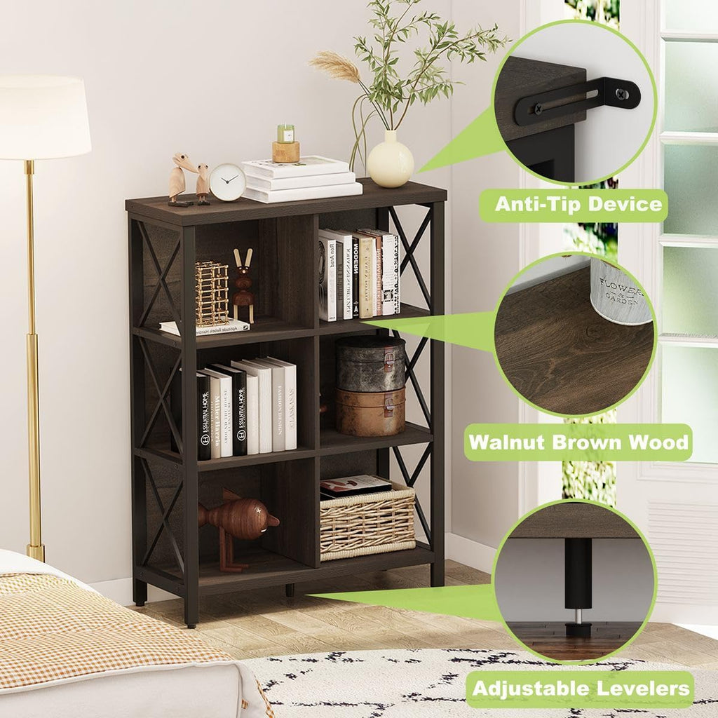 Industrial Cube Bookcases and Bookshelves (Walnut Brown) Q435250