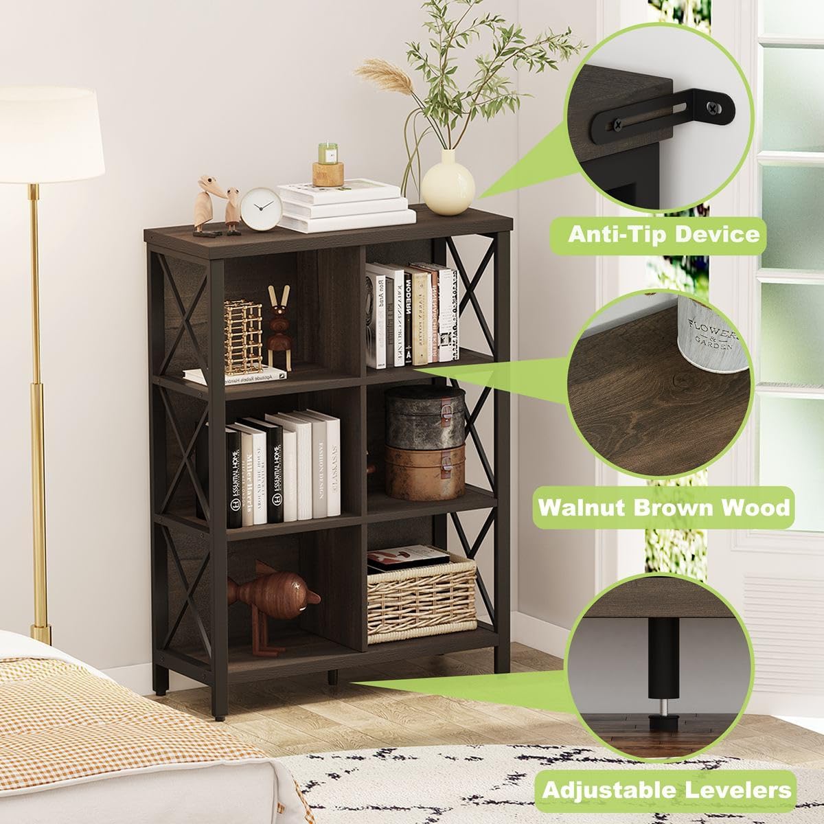 Industrial Cube Bookcases and Bookshelves (Walnut Brown) Q435250