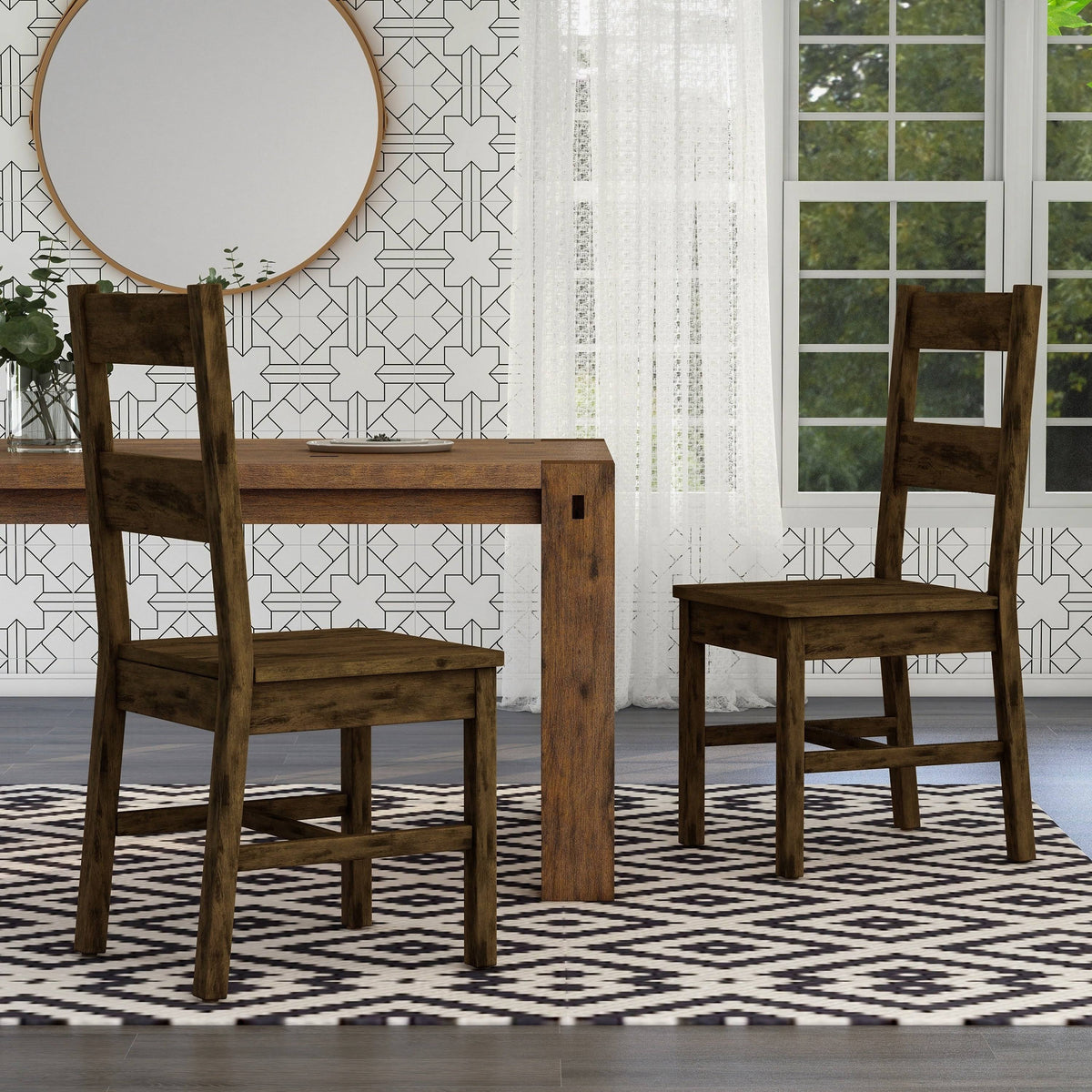 Rustic Oak Dining Chairs Set of 2 V5388