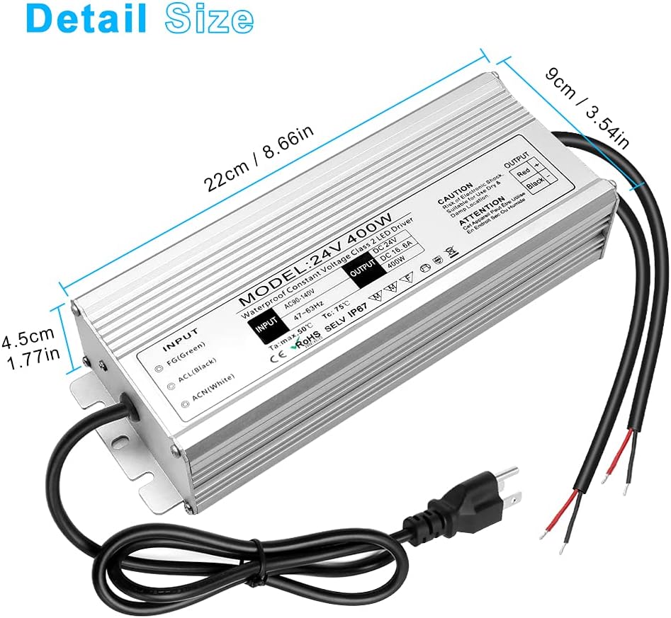 Waterproof IP67 400W 110V AC to 24V DC LED Power Supply S941049