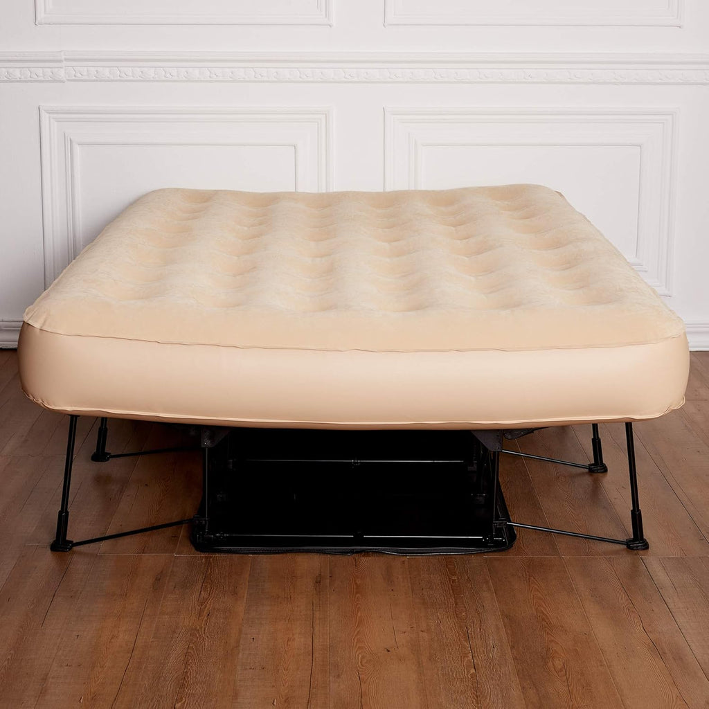 Queen Size Self Inflatable Air Mattress with Frame & Rolling Case S8678