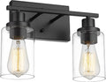 2-Light Matte Black Vanity Light with Clear Glass Lampshade L263023
