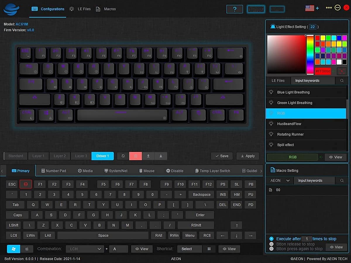 61 Keys Aluminum Hot Swappable RGB Mechanical Gaming Keyboard W187831