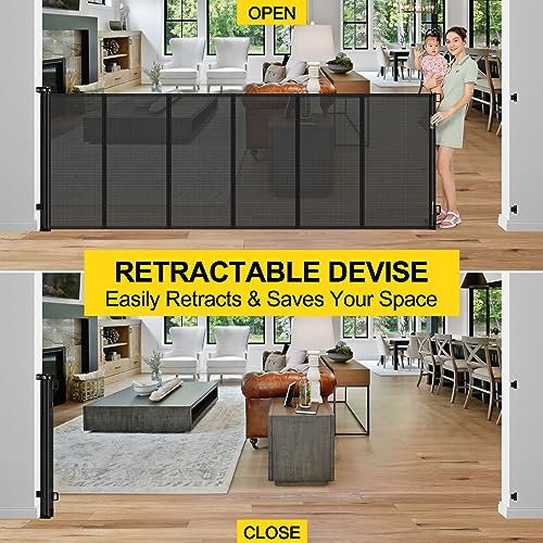 Black 42" x 80" Retractable Baby Gate Q1300