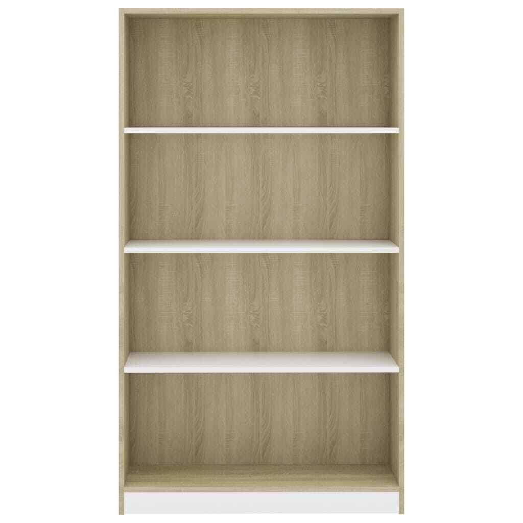 White and Sonoma Oak 4-Tier Book Cabinet D145