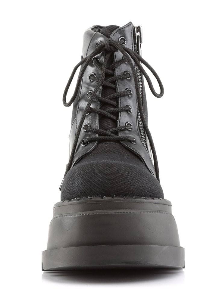 Black Canvas Vegan Leather Boots K48139