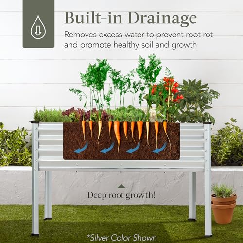Galvanized Raised Garden Bed Metal Elevated Planter Box Dark Green S49229
