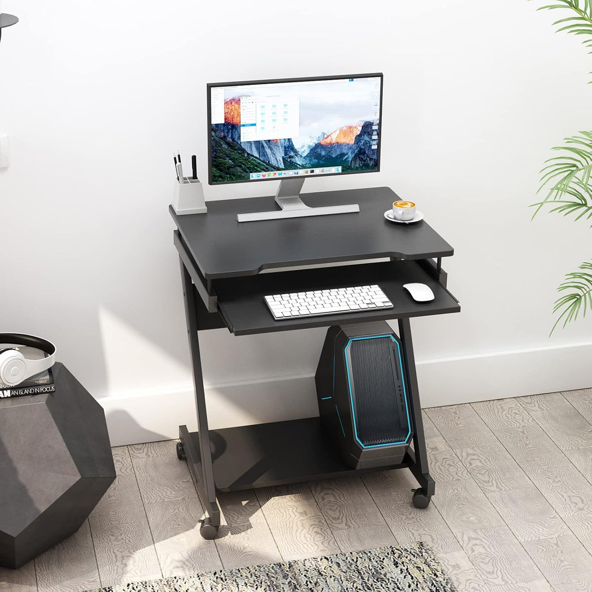 Adjustable Mobile Laptop Desk with Wheels, Black Z282014