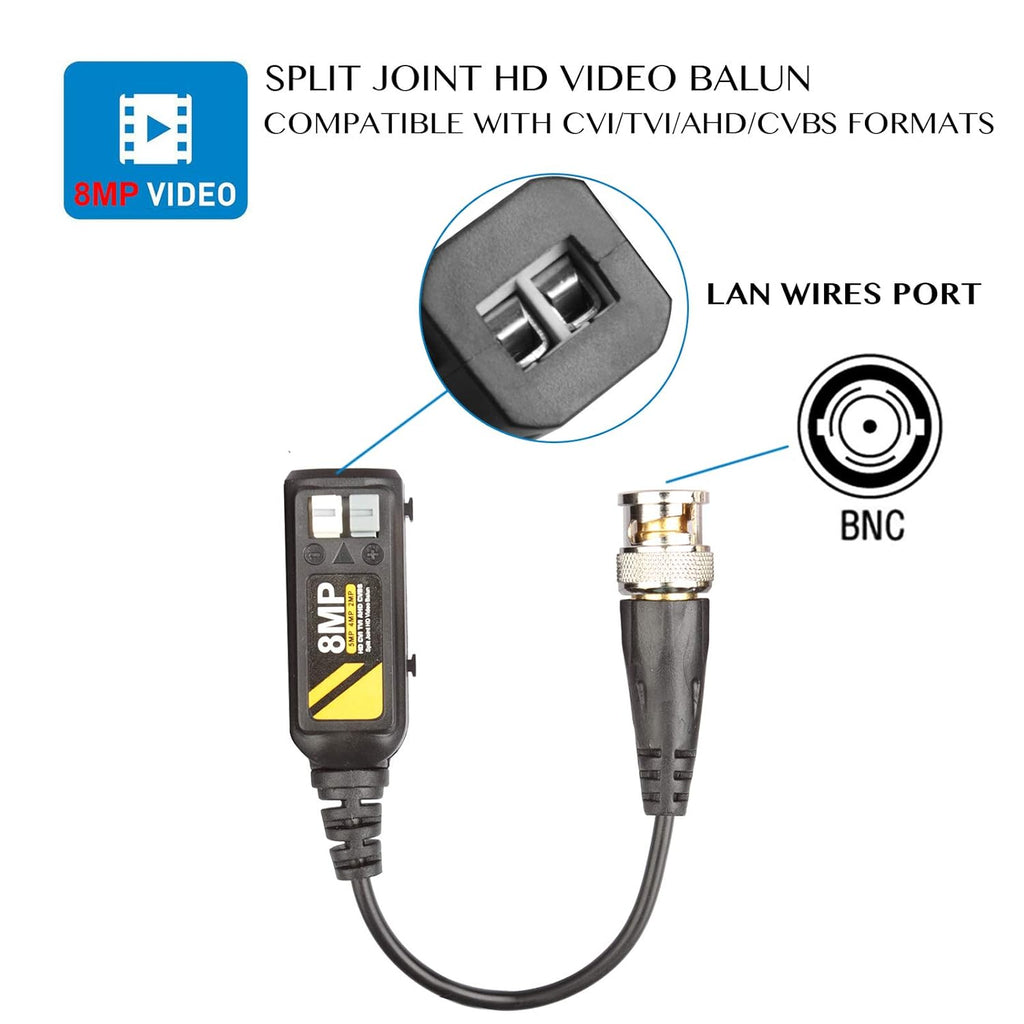 20 Pairs Passive Video Balun Connectors Single Channel BNC CCTV G85744