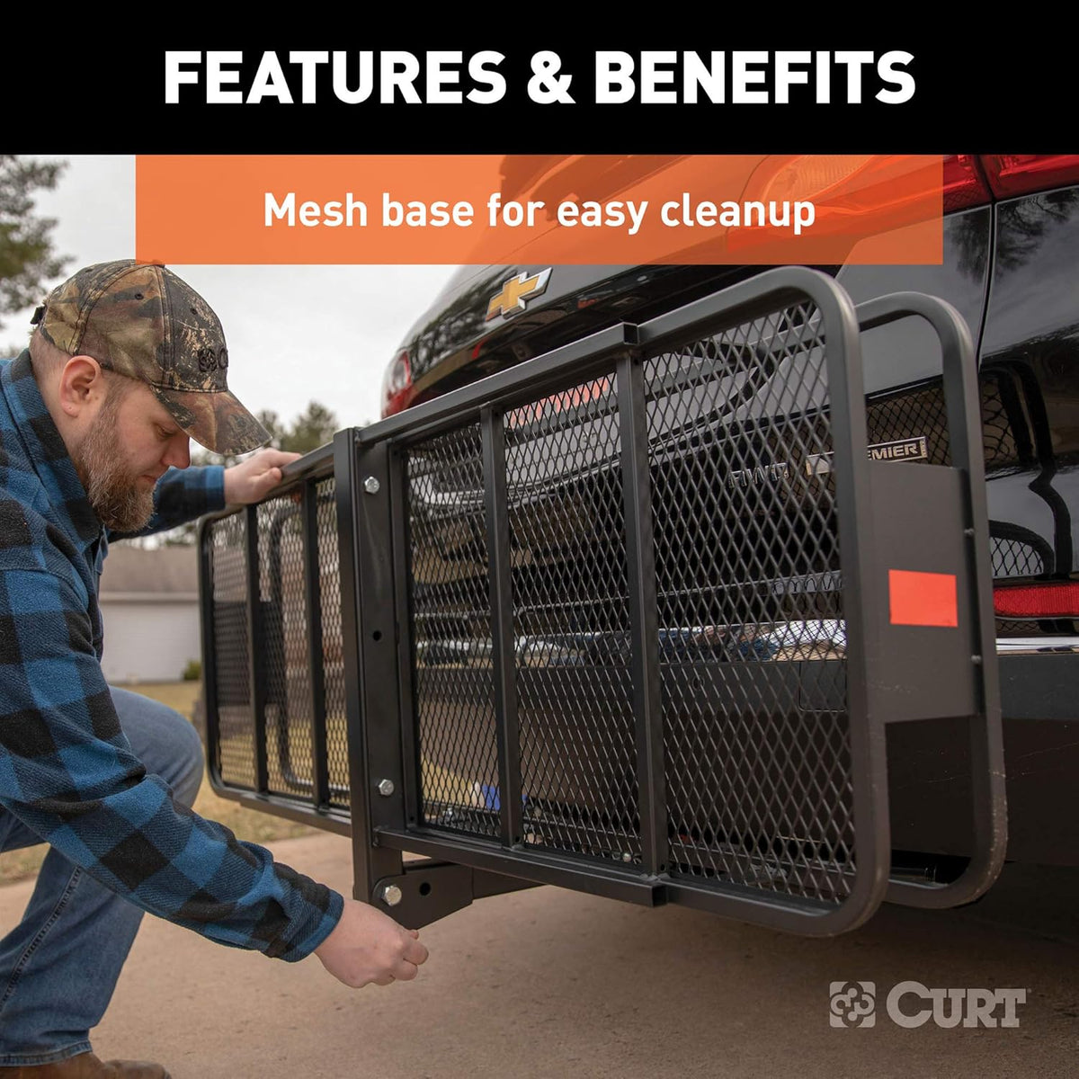 60 x 20-Inch Black Steel Basket Hitch Cargo Carrier J589