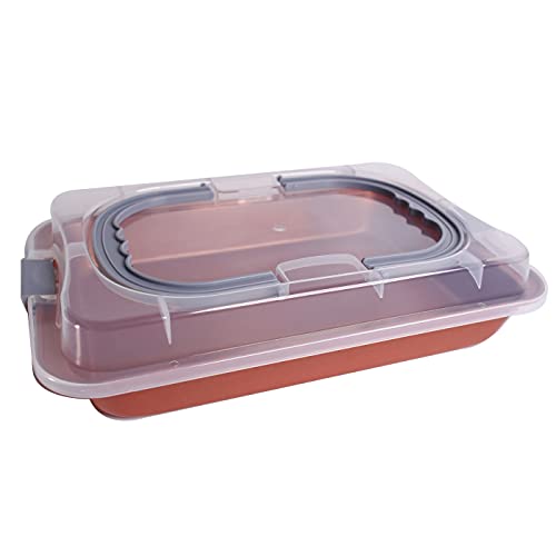 9 x 13 x 2-inch Covered Rectangular Cake Pan with Wide Handles R2019