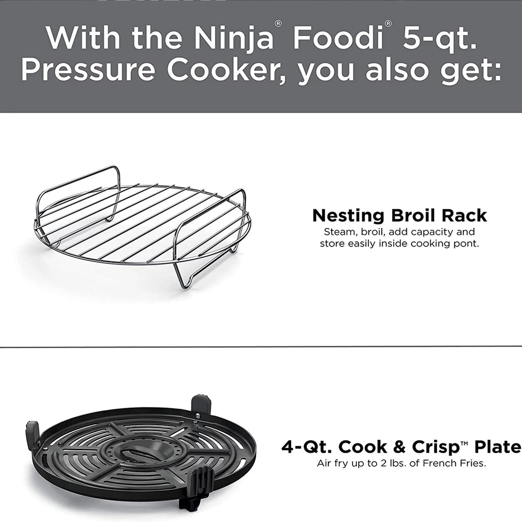 9 in 1 Pressure Cooker and Air Fryer with Nesting Rack, Silver I7336