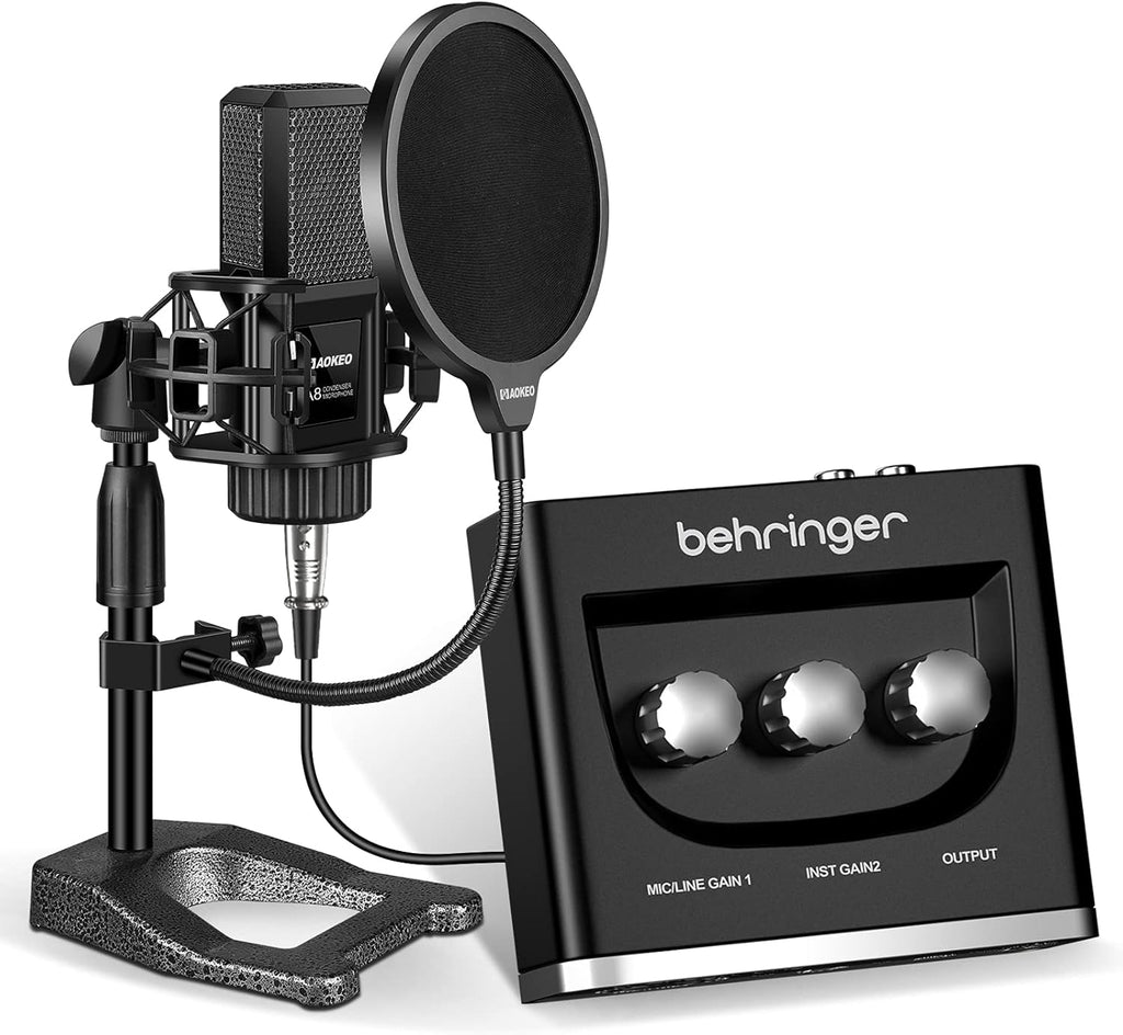 Large Diaphragm Multi-Pattern Condenser Microphone with Shock Mount, Pop Filter, and XLR Cable F74034