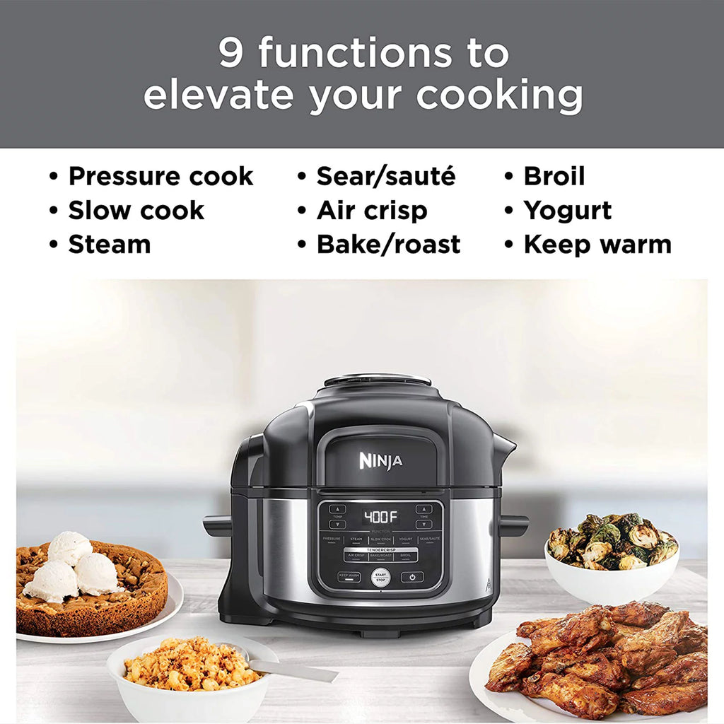 9 in 1 Pressure Cooker and Air Fryer with Nesting Rack, Silver I7336