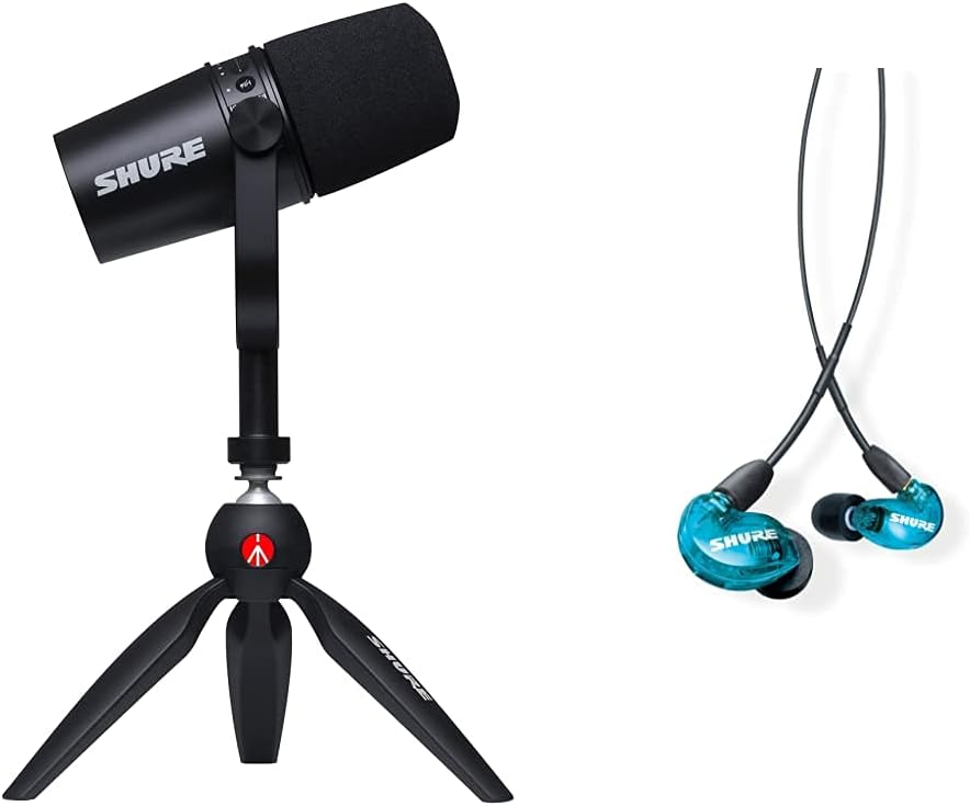 Black Dynamic Microphone and Professional In-Ear Headphones A5056