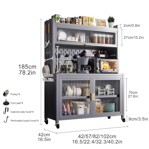 5-Tier Metal Shelving with Rolling Wheels M312
