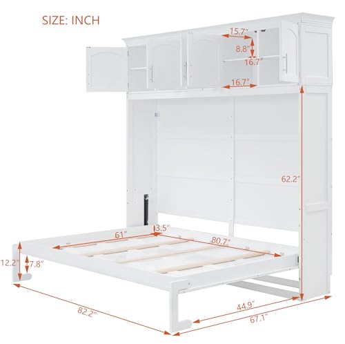 Grey Full Size Solid Wood Murphy Bed A107703