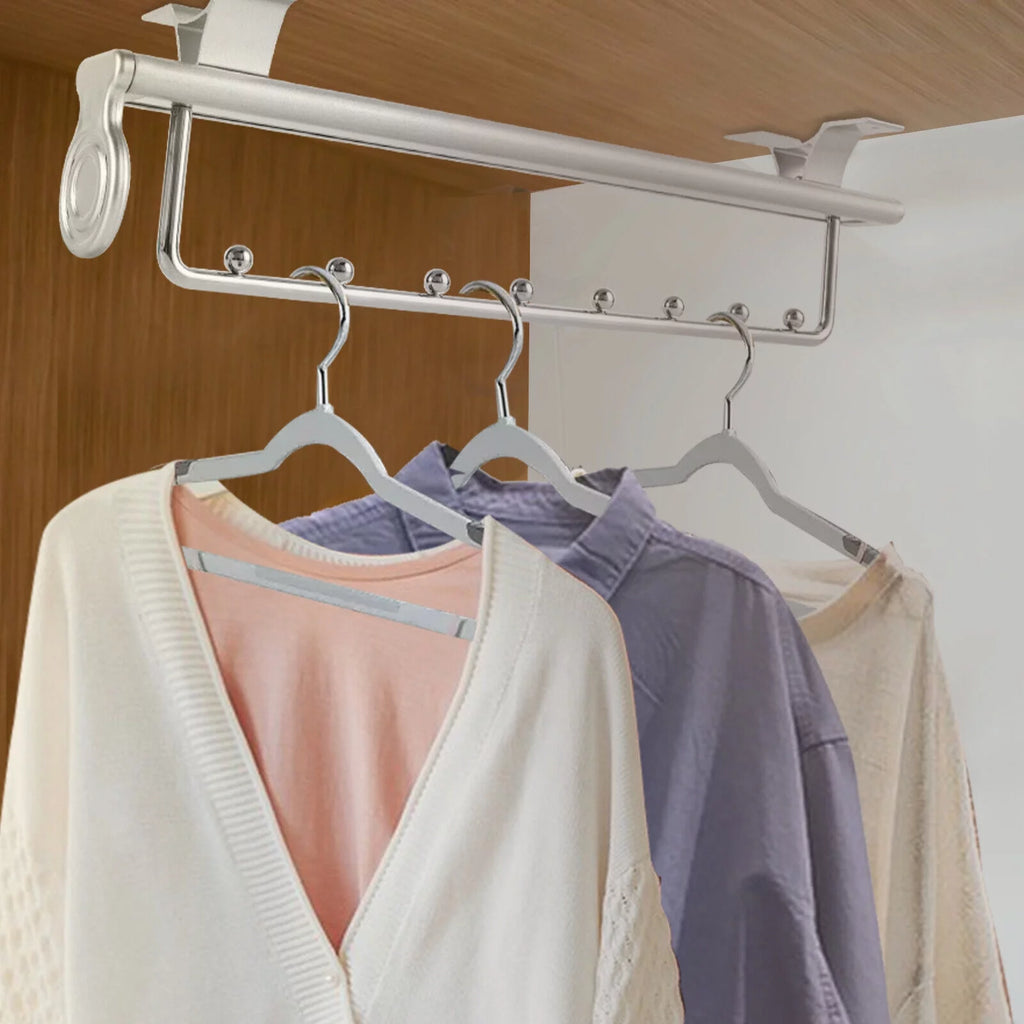 Stainless Steel Clothes Rail Retractable Closet Pull Out Rod 46x14x10cm G12846