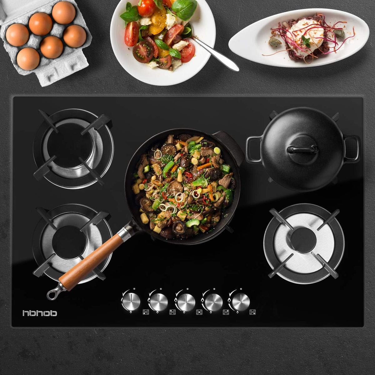 30.31 inches Tempered Glass 5 Burners Gas Cooktop C523423