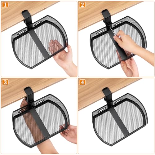 Square-Black Alloy Steel Under Desk Drawer Organizer F2572