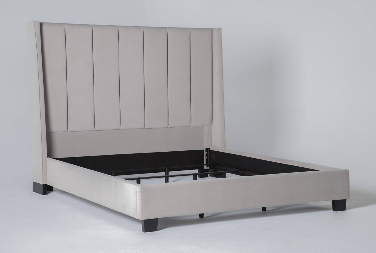 Velvet Upholstered Eastern King Panel Bed F5370