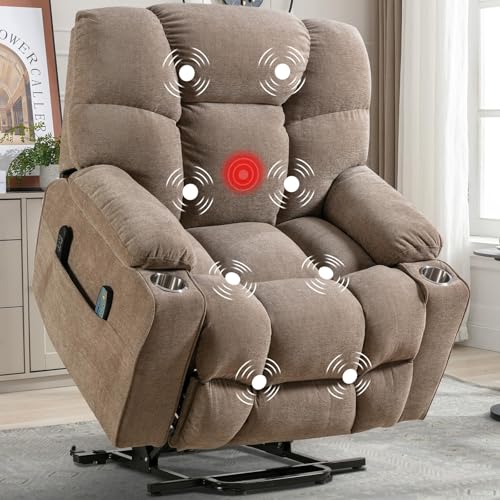 Oversized Power Lift Recliner Chair Brown P798112