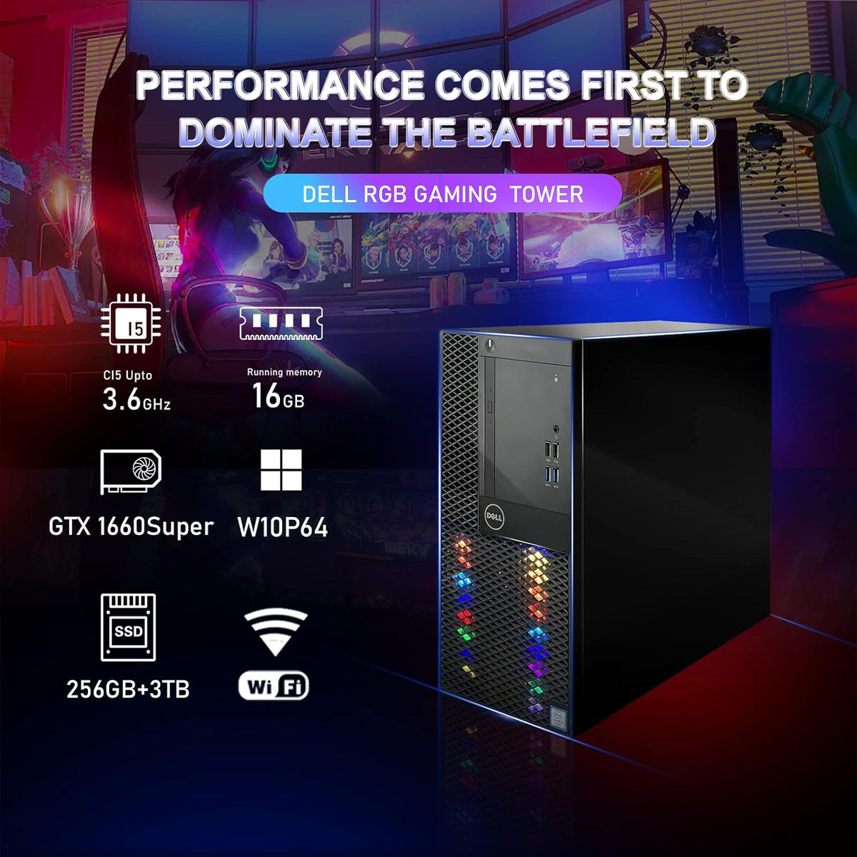 RGB Gaming PC Desktop Computer W7086