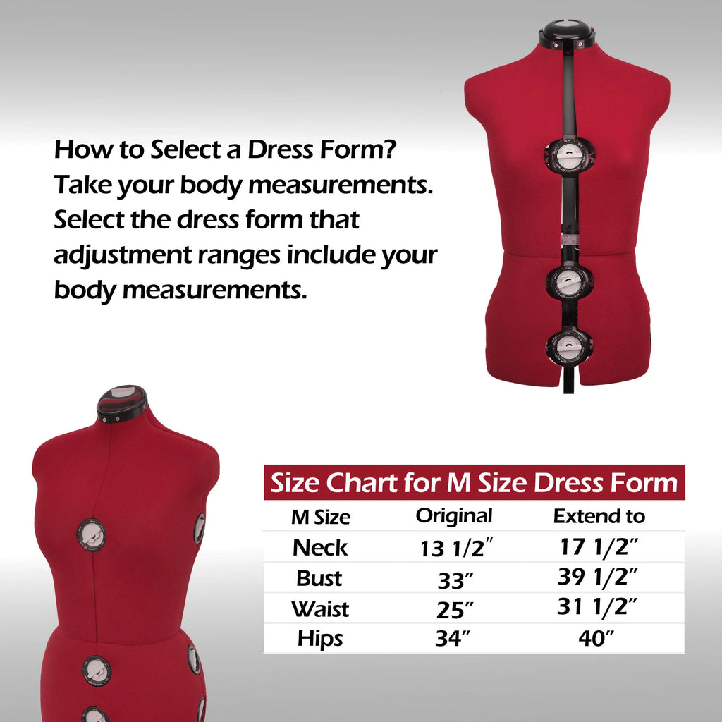 13 Dials Female Fabric Adjustable Mannequin Dress Form Red Large T7153