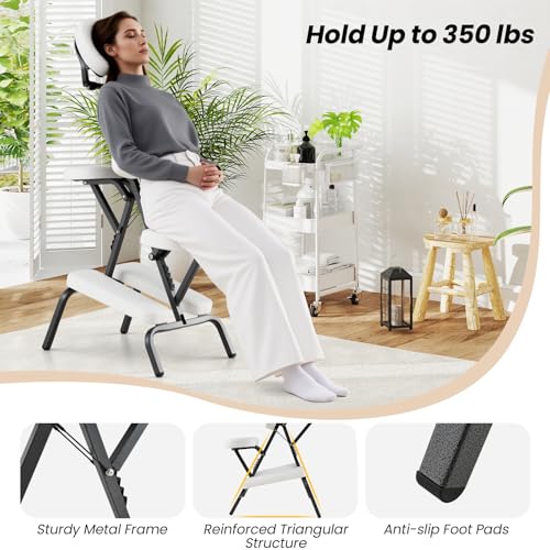 White Portable Massage Chair with Carrying Bag F596