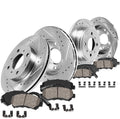 260mm Front + 258mm Rear 4 Lug Rotors + Ceramic Brake Pads + Clips A218