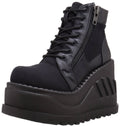 Black Canvas Vegan Leather Boots K48139