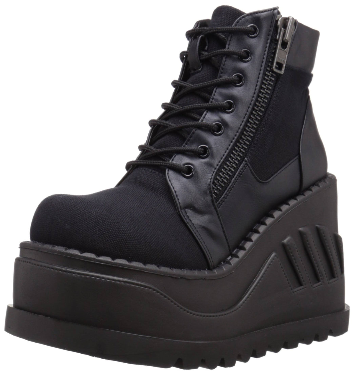 Black Canvas Vegan Leather Boots K48139
