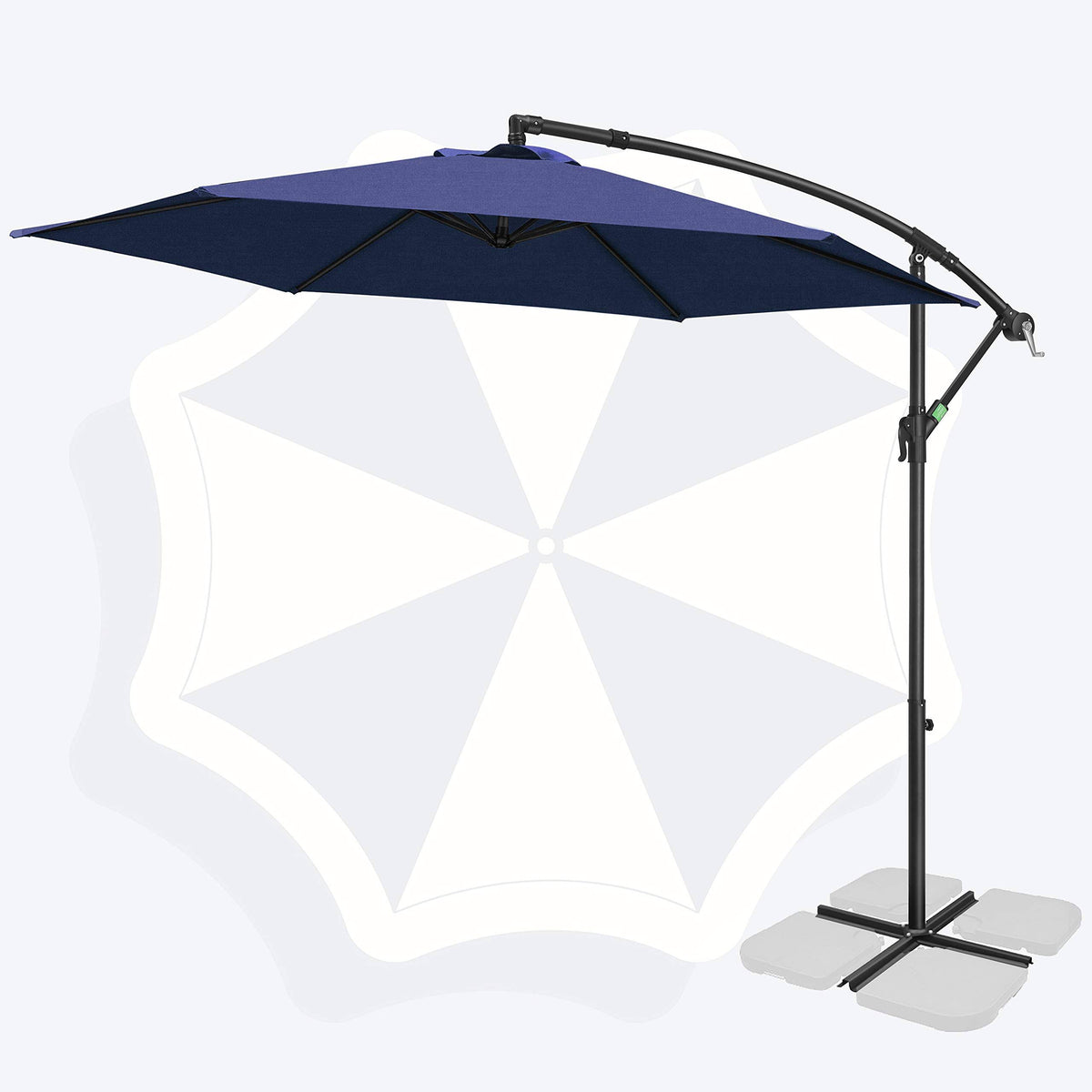 10ft Patio Offset Cantilever Umbrella with Crank & Cross Base M45013