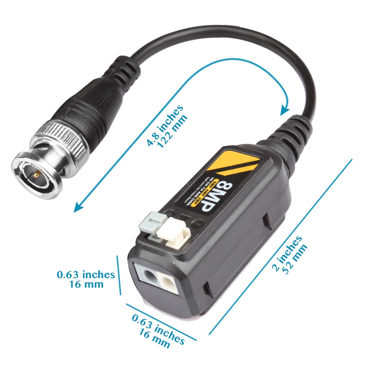 20 Pairs Passive Video Balun Connectors Single Channel BNC CCTV G85744