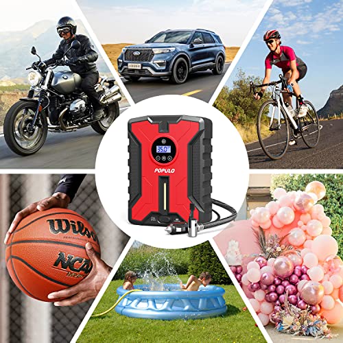 Dual-Power Cordless Tire Inflator Portable Air Compressor, 150PSI 12V Car DC Electric Air Pump with Digital Pressure Gauge C4443