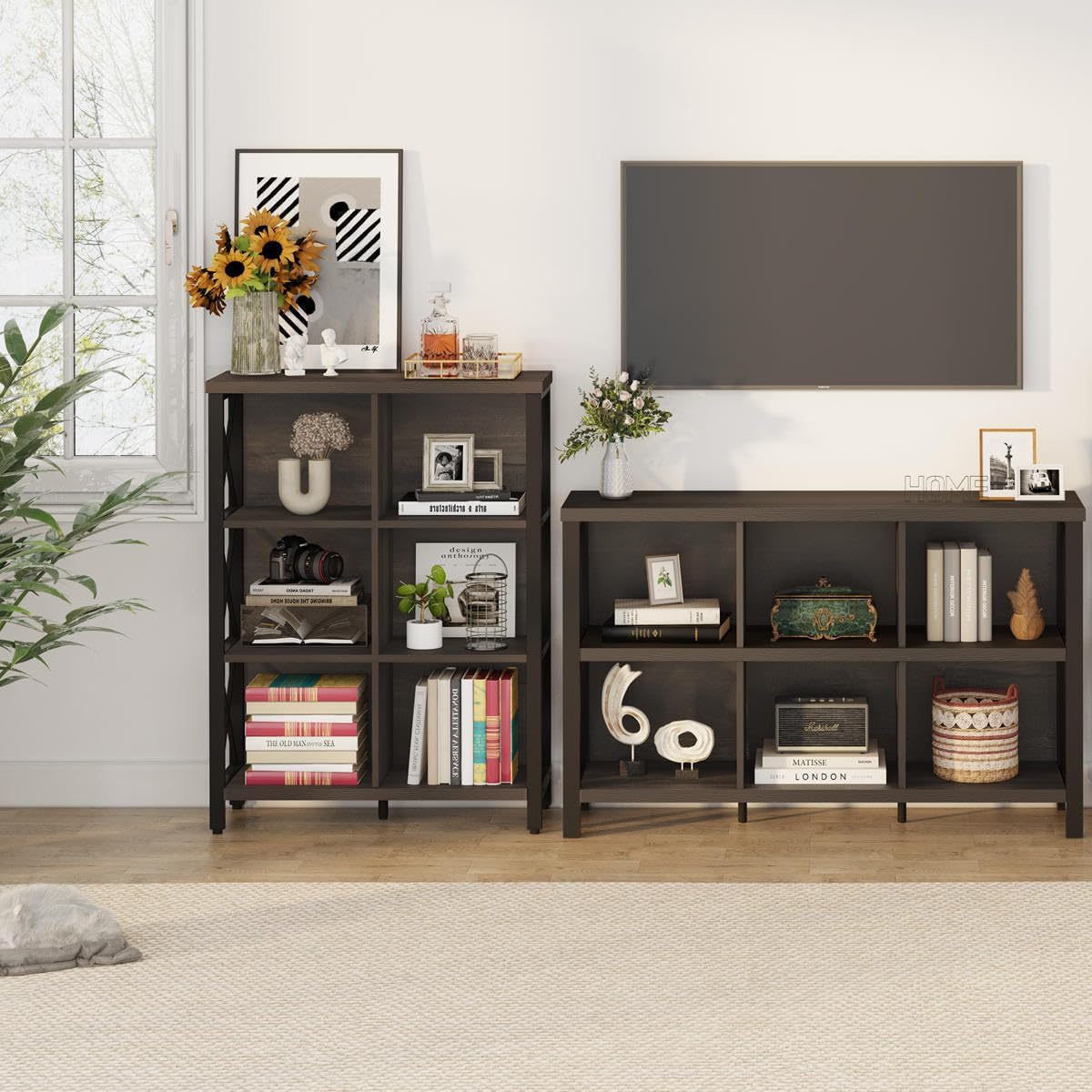 Industrial Cube Bookcases and Bookshelves (Walnut Brown) Q435250