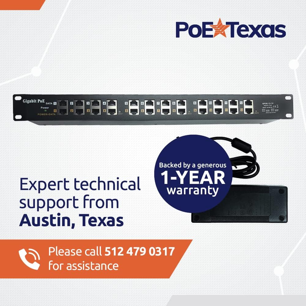 12 Port Gigabit Passive PoE Injector with 24V Power Supply O1827