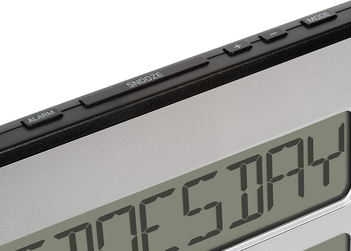 Silver Atomic Full Calendar Clock S9407