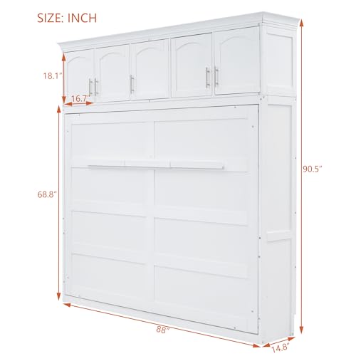 Grey Full Size Solid Wood Murphy Bed A107703