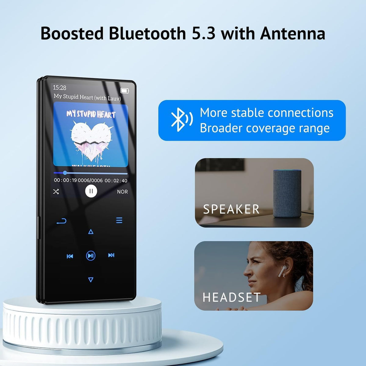 64GB Bluetooth 5.3 MP3 Player with HD Speaker and 2.4" Screen R888