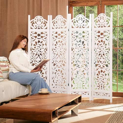 4 Panel Antique Brown Wood Room Divider G793