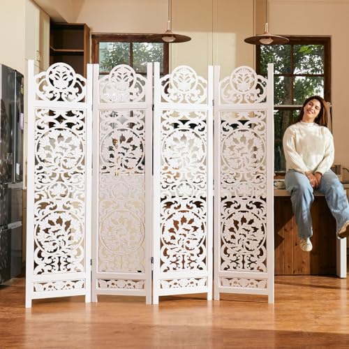 4 Panel Antique Brown Wood Room Divider G793