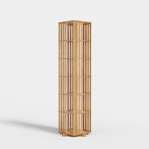 Walnut 6 Tier Bamboo Rotating Bookshelf M2504