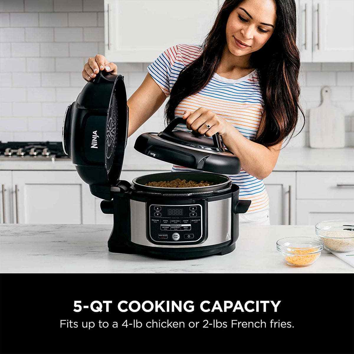 9 in 1 Pressure Cooker and Air Fryer with Nesting Rack, Silver I7336