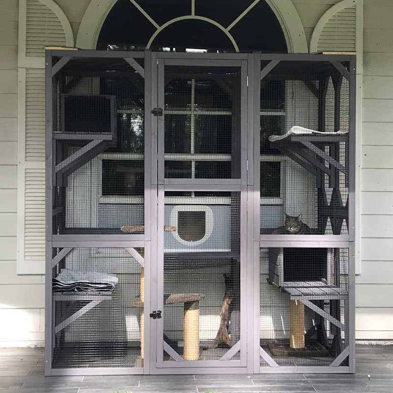 Large Cat House Outdoor Cat Enclosure Indoor Cage Kitty Condo Playpen with Door Z8213