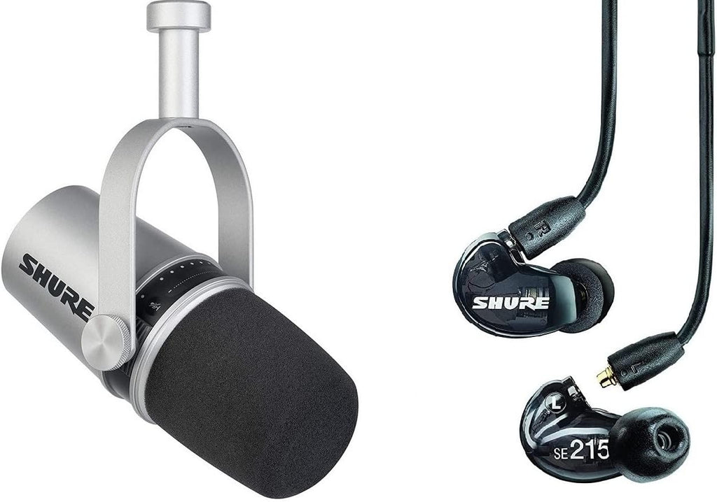 Black Dynamic Microphone and Professional In-Ear Headphones A5056