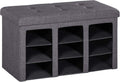 Grey Folding Storage Cabinet Ottoman Bench W983