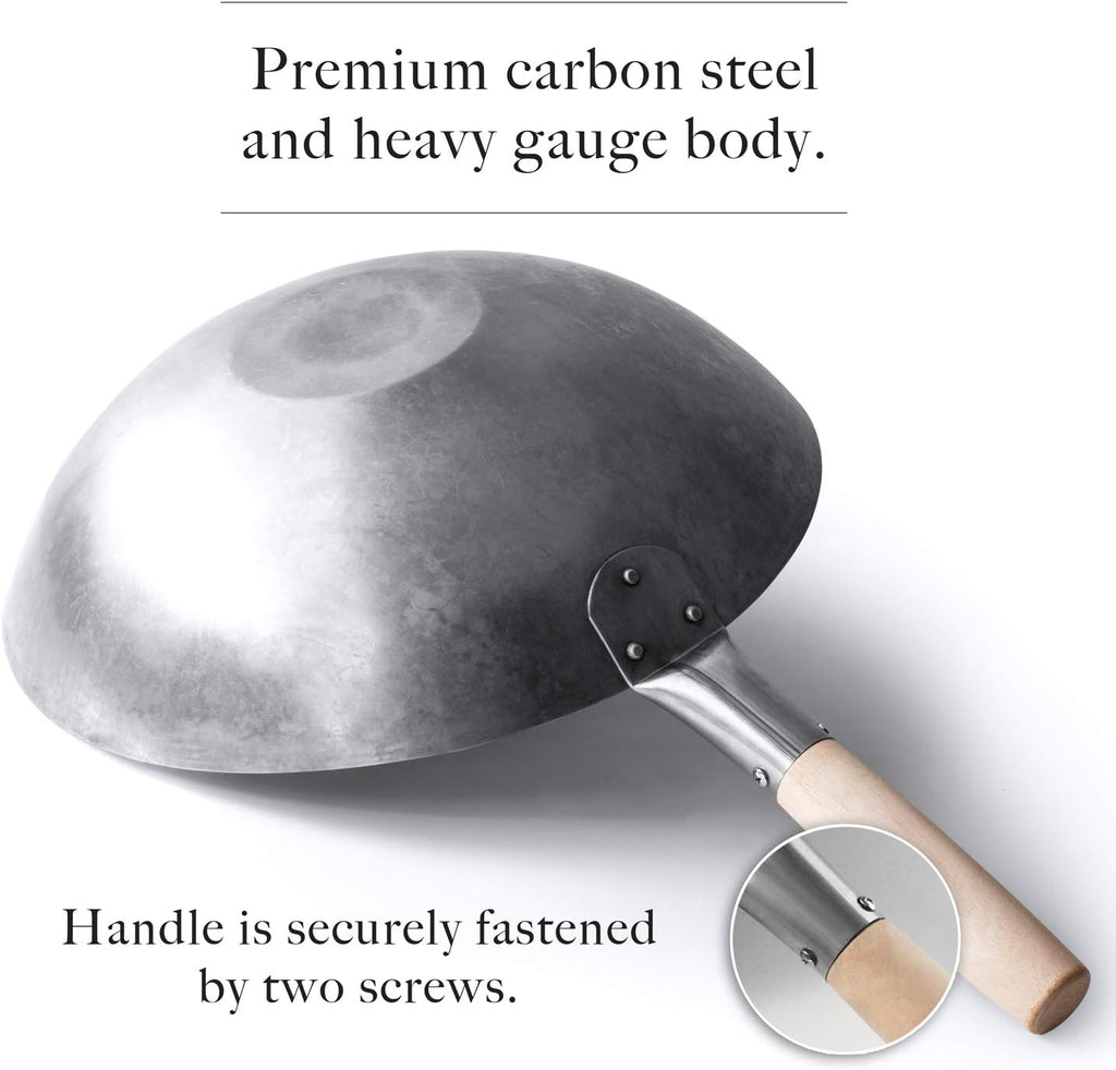 Flat Bottom Carbon Steel Wok Pan 14 Pack of 2 E601